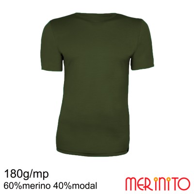 Herren Kurzarm T-Shirt | 60% Merinowolle und 40% Modal | 180g/qm