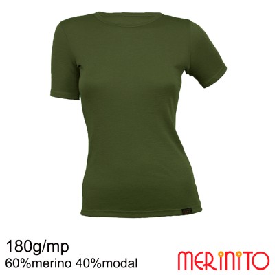 Damen Kurzarm T-Shirt | 60% Merinowolle und 40% Modal | 180g/qm