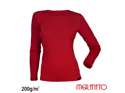 Langarm T-Shirt aus 100% Merinowolle 200 g/qm für Damen