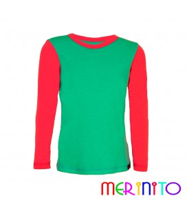 Kinder Langarm T-Shirt "Strong duo" Farbkollektion aus 100% Merinowolle