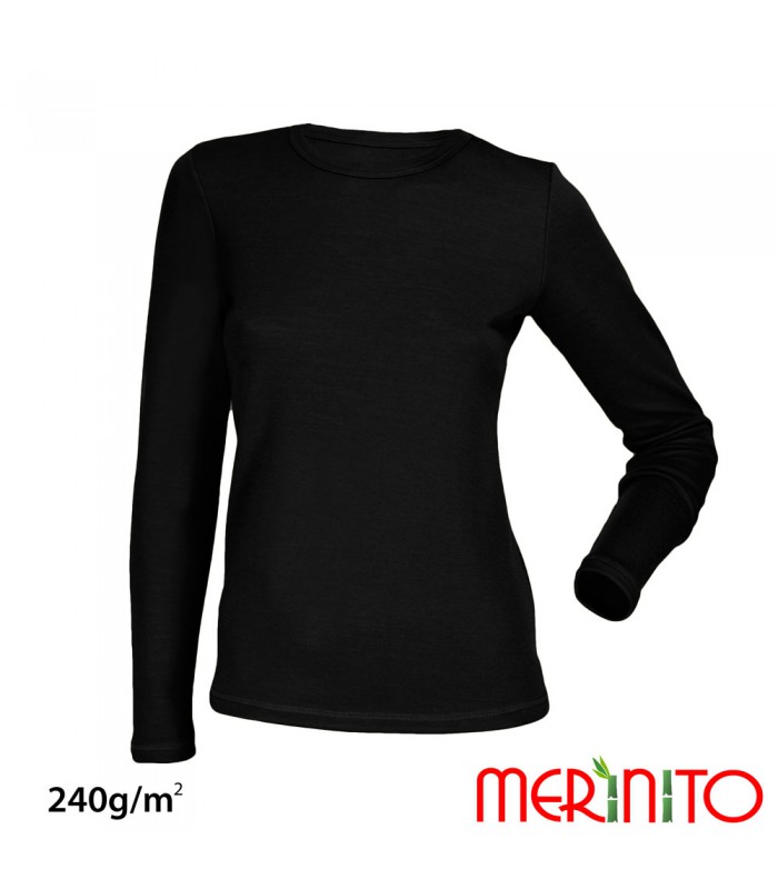 Merinito | 240 g/m2 Merinowolle Bambus T-Shirt fr Damen Langarm