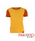 Kinder Kurzarm T-Shirt Gelb "Solar" & Orange aus 100% Merinowolle