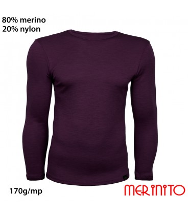 Men's Long Sleeve T-Shirt | 80% merino wool and 20% nylon | 170g/sqm
