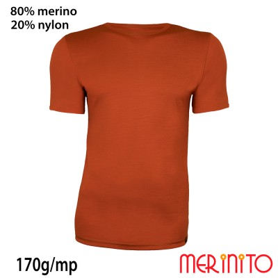 Herren Kurzarm T-Shirt | 80% Merinowolle und 20% Nylon | 170g/qm