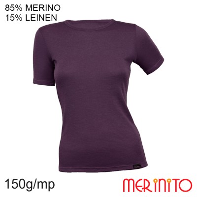 Damen Kurzarm T-Shirt | 85% Merinowolle 15% Leinen | 150 g/m2