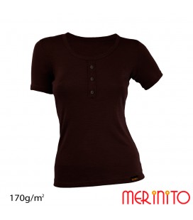 Women's Short Sleeve T-Shirt with Buttons | 100% merino wool | 170 g/sqm