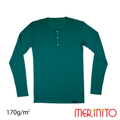 Men's Long Sleeve T-Shirt with Buttons | 100% merino wool | 170 g/sqm