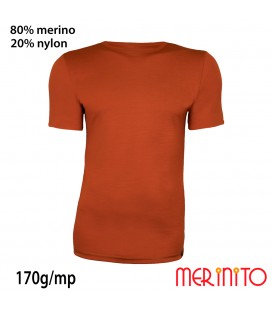 Herren Kurzarm T-Shirt | 80% Merinowolle und 20% Nylon | 170g/qm